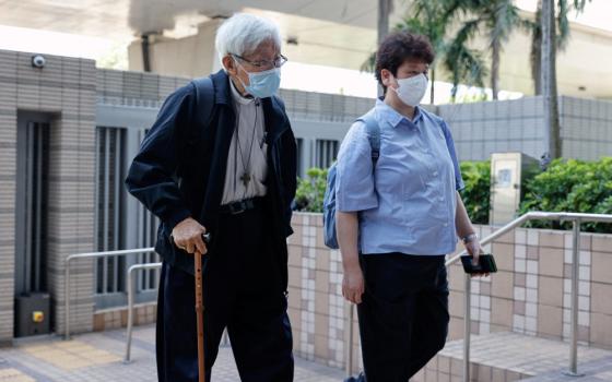 Cardinal Joseph Zen Ze-kiun, retired bishop of Hong Kong, arrives at the West Kowloon Magistrates' Courts in Hong Kong Sept. 26, 2022. 