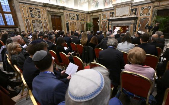 Members of the World Jewish Congress attend an audience with Pope Francis in the Clementine Hall of the Apostolic Palace at the Vatican Nov. 22, 2022.