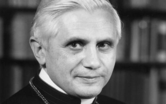 Then-Archbishop Joseph Ratzinger, who later became Pope Benedict XVI, is pictured in this file photo May 28, 1977.  (CNS photo/KNA)