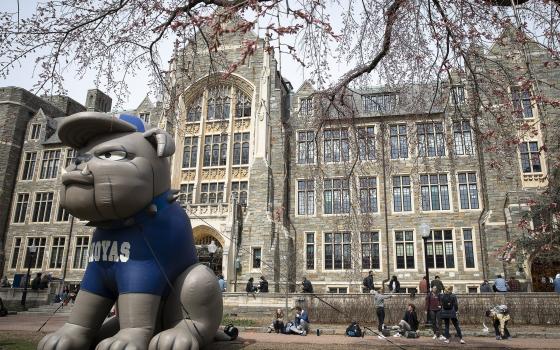 Students are seen on the campus of Georgetown University in Washington March 20, 2019. (CNS photo/Tyler Orsburn)