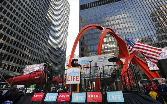 Chicago Cardinal Blase J. Cupich speaks during a rally at the start of the annual March for Life Chicago Jan. 13, 2019. (CNS photo/Karen Callaway, Chicago Catholic)