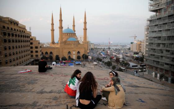 A group of women in Beirut are seen near Mohammad Al-Amin mosque Nov. 9, 2019. (CNS photo/Andres Martinez Casares, Reuters)