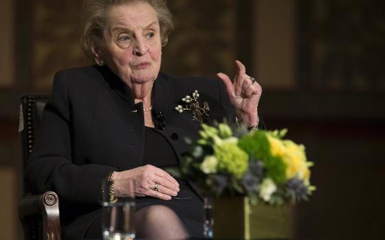 Former U.S. Secretary of State Madeleine Albright answers questions from Georgetown University students in Washington April 7, 2016. (CNS photo/Tyler Orsburn)