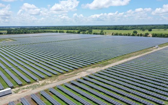 Solar panels are seen in Deport, Texas, July 15, 2021. (CNS photo/Drone Base, Reuters)