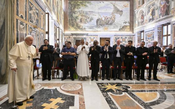 Pope Francis meets with members of Italy's Association of Professors of Liturgy in the Clementine Hall at the Vatican 