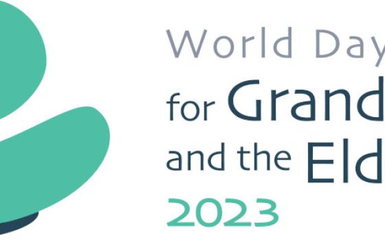 This is the logo for the World Day for Grandparents and the Elderly, which will be celebrated July 23, 2023. Pope Francis has chosen "His mercy is from age to age" as the theme for this year's celebration. (CNS photo/courtesy Dicastery for Laity, the Family and Life)
