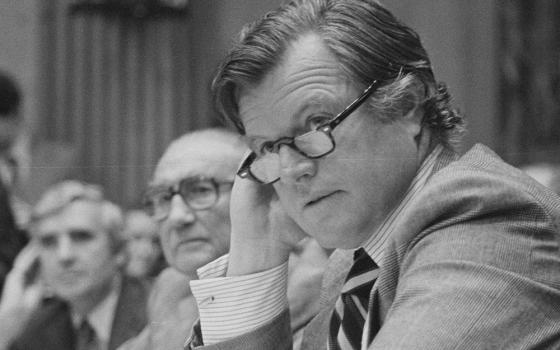 Sen. Ted Kennedy, D-Massachusetts, attends an organizational meeting of the Senate Judiciary Committee as its chairman in Washington, D.C., Jan. 24, 1979. (Library of Congress, Prints & Photographs Division/U.S. News & World Report Magazine Collection/Thomas J. O'Halloran)