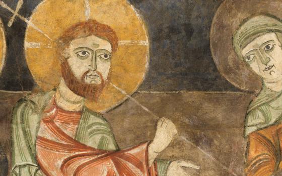 A depiction of Jesus is seen in a detail from a 12th-century Spanish fresco. (Metropolitan Museum of Art)