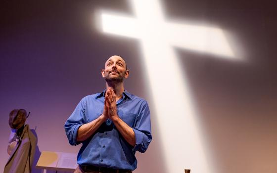 Matthew LaBanca was fired from his jobs directing a church choir and teaching music at a Catholic school in 2021, soon after he married his same-sex partner. He is starring in a one-man play he wrote about the experience called "Communion," which premieres off-Broadway Nov. 7. (Courtesy of Rebecca J. Michelson)