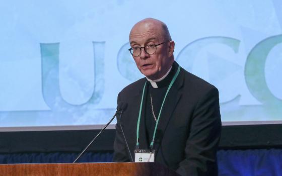 Auxiliary Bishop Timothy Senior of Philadelphia speaks during a Nov. 13 session of the fall general assembly of the U.S. Conference of Catholic Bishops in Baltimore. (OSV News/Bob Roller)