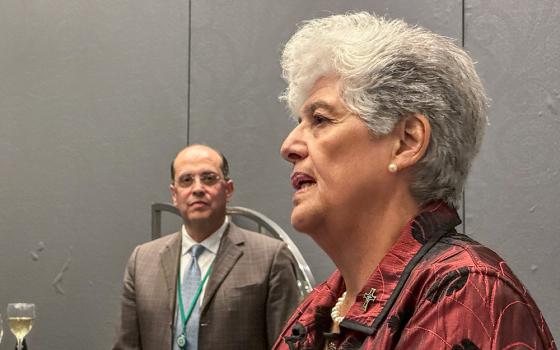 Mercy Sr. Ana Maria Pineda speaks to a group gathered Nov. 13 in Baltimore to honor recipients of the Encuentros Awards by the U.S. Conference of Catholic Bishops' Subcommittee on Hispanic Affairs. (GSR photo/Rhina Guidos)