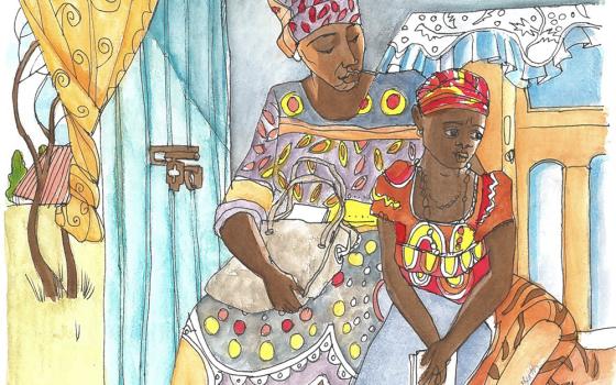 Br. Mickey McGrath shares sketches and stories from trips to Guatemala and Kenya, where he met people who have benefited from the programs and ministries of Catholic Relief Services. He met Francesca, sketched here, during his time in Kenya. (Mickey McGrath)