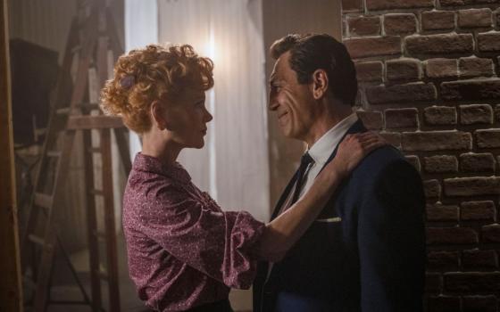 Nicole Kidman and Javier Bardem portray Lucille Ball and Desi Arnaz in a scene from the 2021 film "Being the Ricardos," written and directed by Aaron Sorkin and streaming on Amazon Prime. (CNS/Amazon Content Services/Glen Wilson)