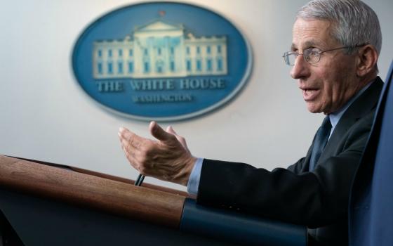 Dr. Anthony Fauci, director of the National Institute of Allergy and Infectious Diseases and a member of the White House Coronavirus Taskforce, speaks during a coronavirus briefing March 16 at the White House. (Official White House Photo/D. Myles Cullen)