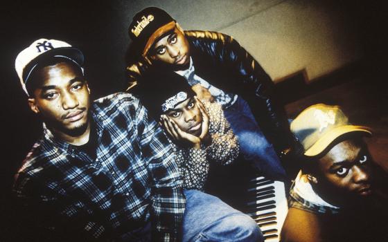 A Tribe Called Quest, from left to right: Q-Tip, Phife Dawg, Ali Shaheed Muhammad and Jarobi White (Newscom/Photoshot/Retna/Karl Grant)