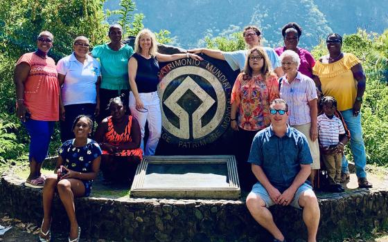 Parishioners from St. Michael's Parish in Mt. Orab, Ohio, visit twinning partners who are part of the Archdiocese of Castries on the Caribbean island of St. Lucia in February 2020.  The following month the World Health Organization said COVID-19 could be 