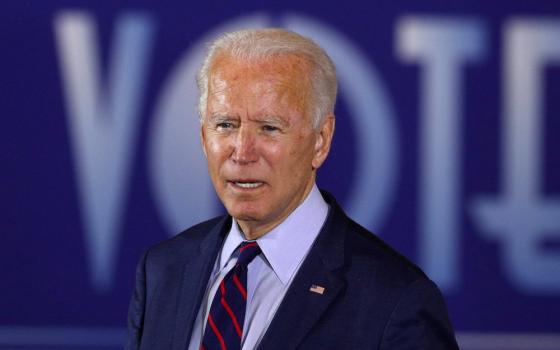 Democratic presidential candidate Joe Biden delivers remarks at a Voter Mobilization Event campaign event in Cincinnati Oct. 12. (CNS/Reuters/Tom Brenner)