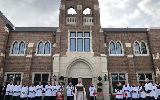 Bishop Peter Jugis of Charlotte, North Carolina, prays during the formal opening and blessing of St. Joseph College Seminary near Mount Holly, North Carolina, Sept. 15, 2020. (CNS/Catholic News Herald/SueAnn Howell)