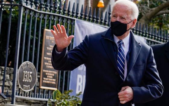 President Joe Biden leaves Holy Trinity Catholic Church in Washington after Mass Jan. 24, 2021. (CNS/Reuters/Erin Scott)