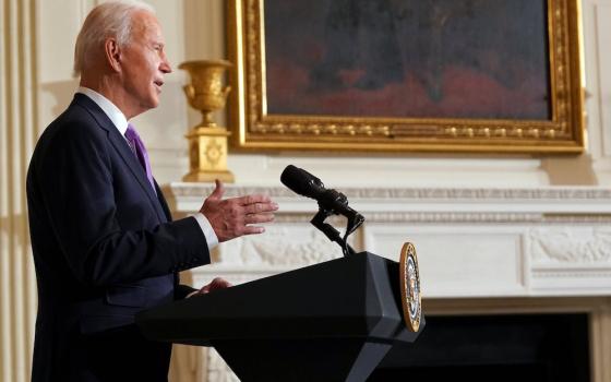 President Joe Biden speaks at the White House in Washington Jan. 26, 2021. (CNS/Reuters/Kevin Lamarque)