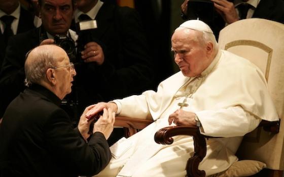 Pope John Paul II, right, with Fr. Marcial Maciel Degollado at the Vatican in 2004 (CNS/Reuters/Tony Gentile)