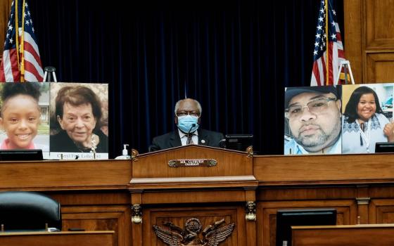 Rep. James Clyburn, D-South Carolina, subcommittee chairman, listens as U.S. Secretary of Health and Human Services Alex Azar testifies on Capitol Hill in Washington Oct. 2, to the House Select Subcommittee on the Coronavirus Crisis. Photos of people who 