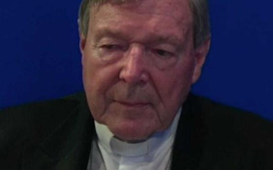 Cardinal George Pell speaks during a Sept. 23 webinar in "The Church Up Close" virtual series for journalists, held by the Pontifical University of the Holy Cross in Rome. (NCR screenshot)