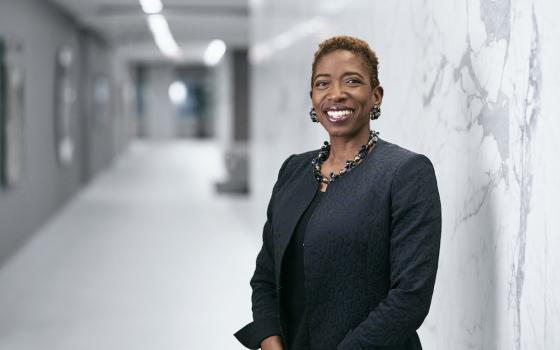 Carla Harris standing in a hallway