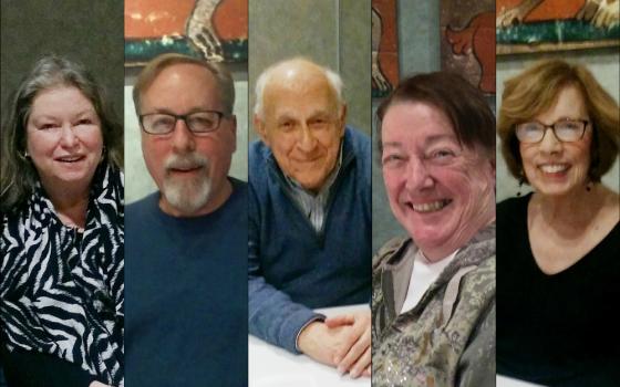 St. Ambrose parishioners in Grosse Pointe Park, Michigan (from left): Marianna Manion, John Witherell, Anthony Birnbryer, Trisha Buttiglieri and Liz Witherell (NCR photos/Peter Feuerherd)