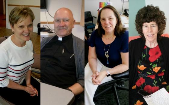 From left: Mia Holman, Augustinian Fr. Joseph Genito, Cara Tripodi and Ann Carr (NCR photos/Peter Feuerherd)