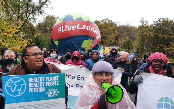 Thousands of Catholics joined the Global Day of Action for Climate Justice, which drew upwards of 100,000 people into the streets of Glasgow, Scotland, on Nov. 6 at the midpoint of the COP26 United Nations climate change conference. (Laudato Si' Movement)