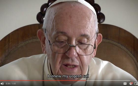 Screengrab of Pope Francis' video message announcing plans to mark the fifth anniversary of "Laudato Si', on Care for Our Common Home" (YouTube/ Global Catholic Climate Movement)