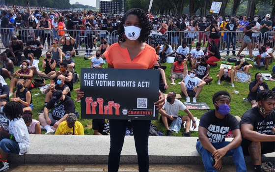 Jeanné Lewis at the Commitment March on Washington 2020. Lewis, a Catholic, is running for city council in Washington, D.C. (Provided photo)