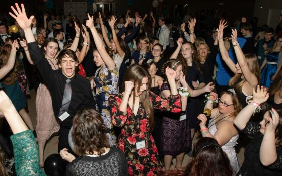 The dance floor is hopping at the Night to Shine event Feb. 8 at All Saints Parish in Manassas, Virginia. (Arlington Catholic Herald/Joe Cashwell) 