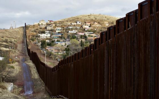 The bollard steel border fence that splits Nogales, Arizona, from Nogales, Mexico, is seen in 2017. (CNS/Nancy Wiechec)