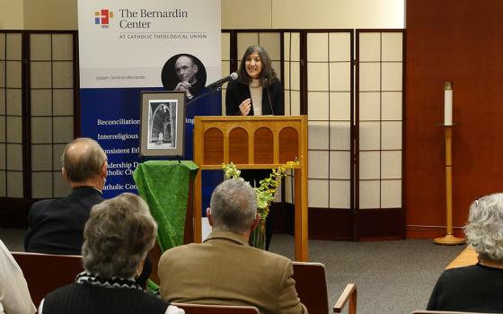 Julie Hanlon Rubio speaks during an event marking the 25th anniversary of the death of Cardinal Joseph Bernardin, Nov. 14 at the Bernardin Center at Catholic Theological Union in Chicago. (Courtesy of Catholic Theological Union)