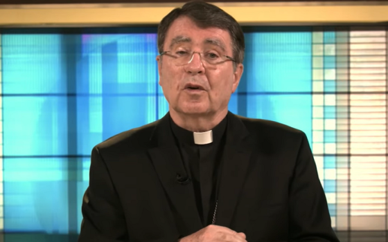 Archbishop Christophe Pierre, apostolic nuncio to the United States, speaks during U.S. Conference of Catholic Bishops' fall virtual meeting, held Nov. 16. (NCR screenshot)