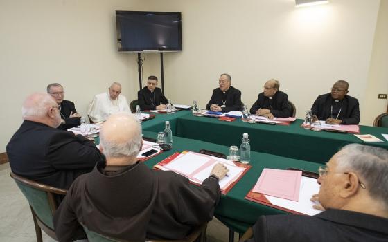 Pope Francis leads a meeting of his Council of Cardinals at the Vatican Feb. 21. 