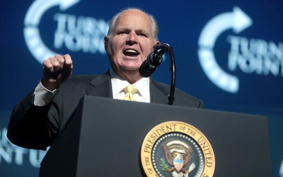 Rush Limbaugh speaks at the December 2019 Student Action Summit hosted by Turning Point USA in West Palm Beach, Florida. (Wikimedia Commons/Gage Skidmore)