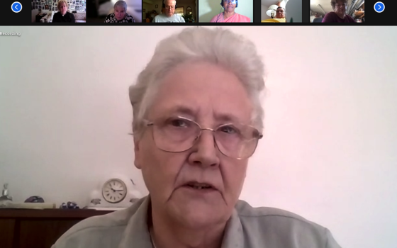 Marie Collins, an Irish abuse survivor and former member of the papal clergy abuse commission, speaking during the FutureChurch webinar on June 15 (NCR screenshot)