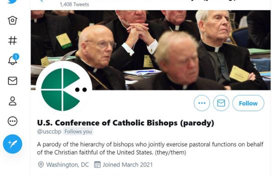 The “U.S. Conference of Catholic Bishops (parody)” account on Twitter (NCR screenshot)