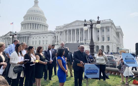 Washington Cardinal Wilton Gregory speaks outside the U.S. Capitol at a July 21 press conference sponsored by the American Business Immigration Coalition, which supports immigration reform. (NCR photo/Melissa Cedillo)