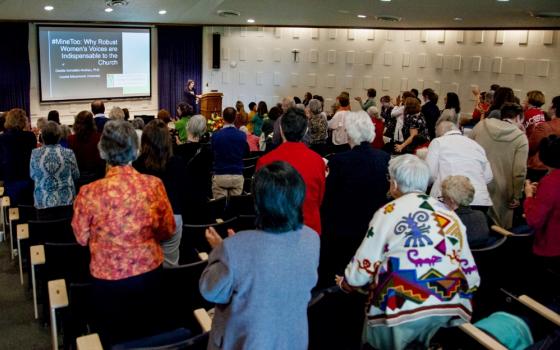 Attendees of the Women of the Church conference listen to theologian Cecilia González-Andrieu Oct. 19 at St. Mary's College in Notre Dame, Indiana. (St. Mary's College/Christian Alonzo-Cuatepotzo)