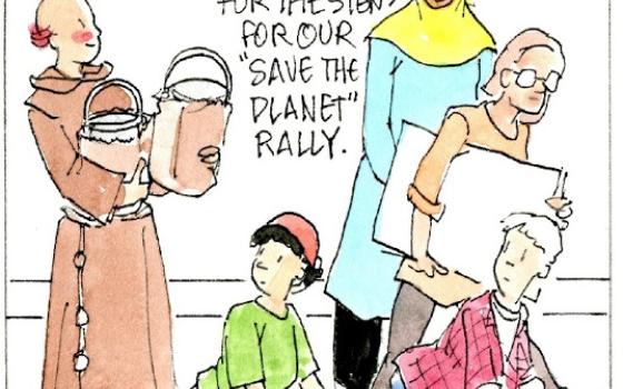 Francis, the comic strip: Gabby and Brother Leo get ready for a special rally.