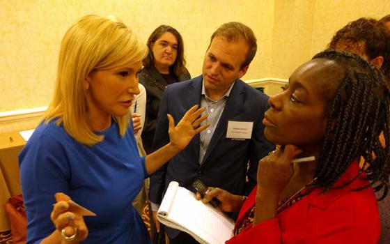 Paula White, spiritual adviser to President Trump, at a Religion News Association meeting in Nashville, Tenn., Sept. 9. (RNS/Jerome Socolovsky)