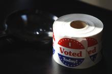 A file photo shows a roll of "I Voted Today" stickers at a polling station in Washington. (OSV News photo/Gary Cameron, Reuters)