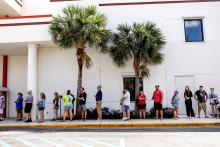 On the final day of early voting ahead of the U.S. presidential election, residents wait in line to cast their ballots at the Pinellas County Supervisor of Elections Office in Largo, Fla., Nov. 4. (OSV News/Reuters/Octavio Jones)