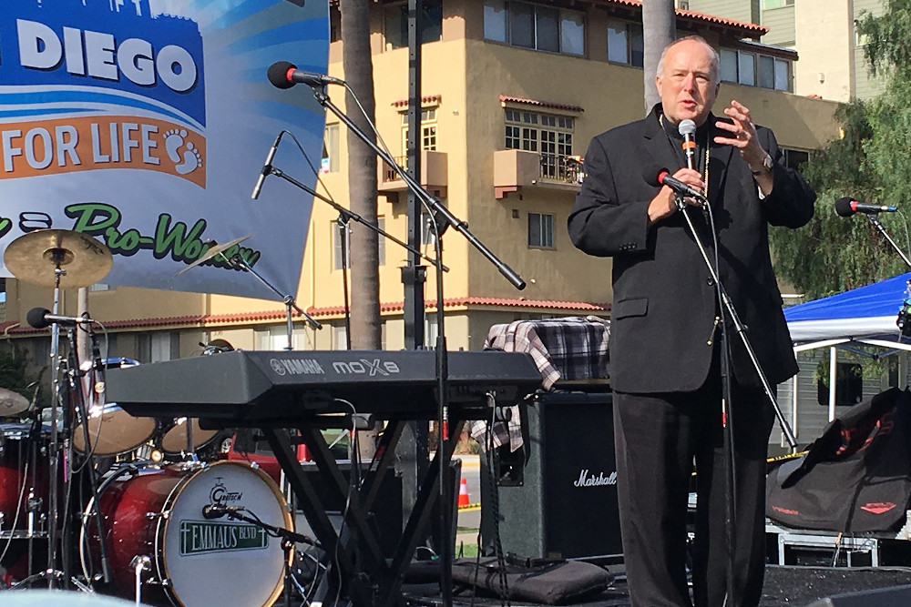 Bishop Robert McElroy of San Diego leads the San Diego Walk for Life at Balboa Park Jan. 20, 2018. (CNS/Diocese of San Diego/Aida Bustos)