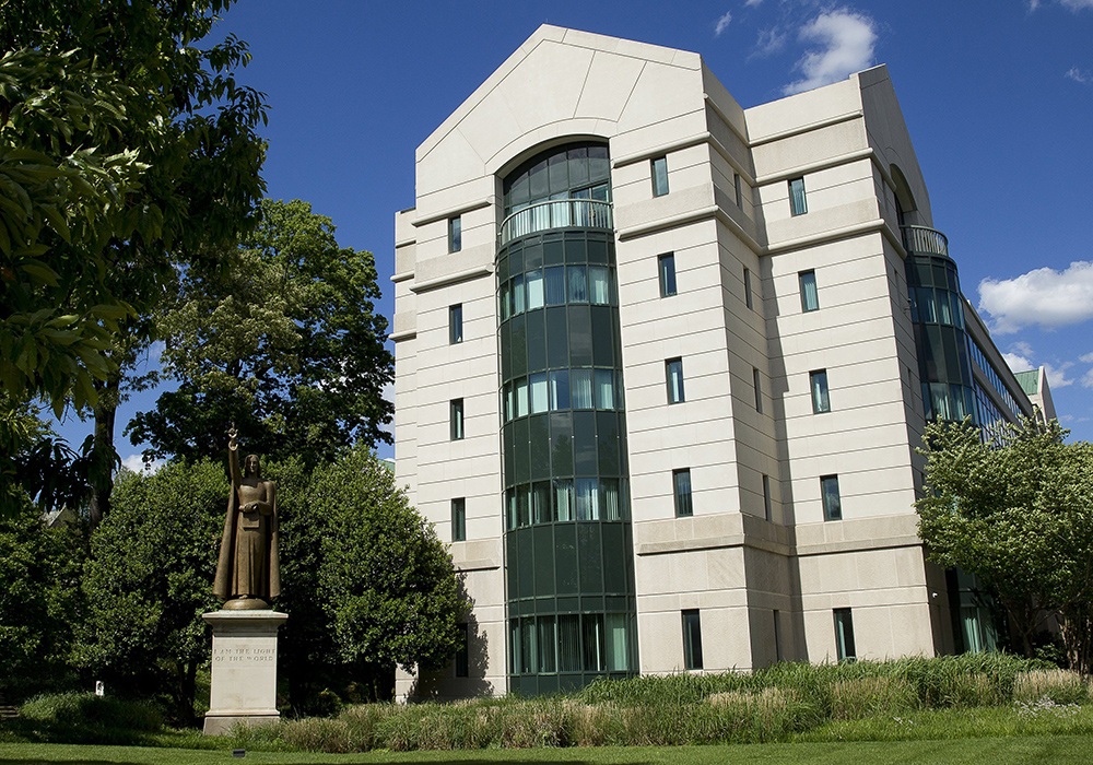 The U.S. Conference of Catholic Bishops building is seen May 8, 2017, in Washington. The conference said it would not renew its cooperative agreements with the federal government related to children’s services and refugee support after its longstanding partnerships with the federal government in those areas became "untenable."  (OSV News/Tyler Orsburn)