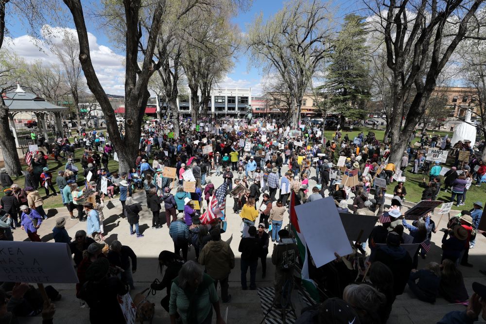 large crowd of demonstrators